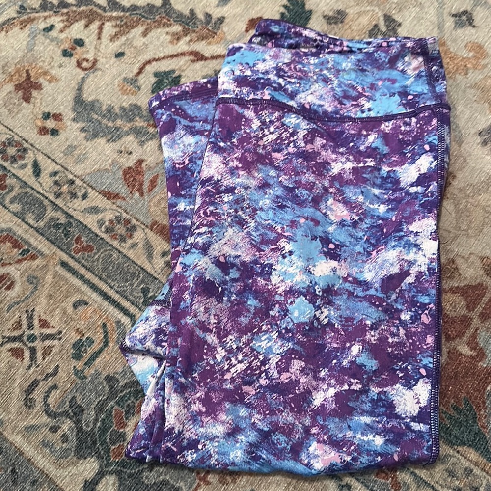 Polyester spandex purple and blue leggings